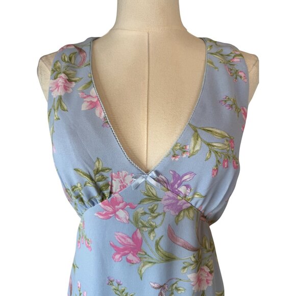 WAYF Small Dahlia Light Blue Floral Dressy V Neck Midi NWT - Picture 5 of 16